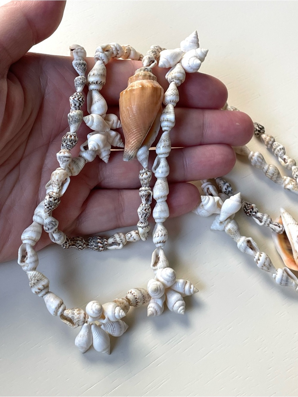 Two vintage/style shell beaded necklaces boho beachy grandmacore coastal